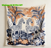 Hermes Blue & Orange Twin Zebra Flannel Sofa Throw Blanket IMG_5342